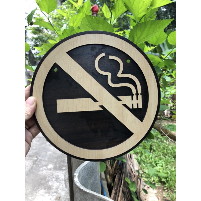 Bảng Gỗ Cấm Hút Thuốc - No Smoking