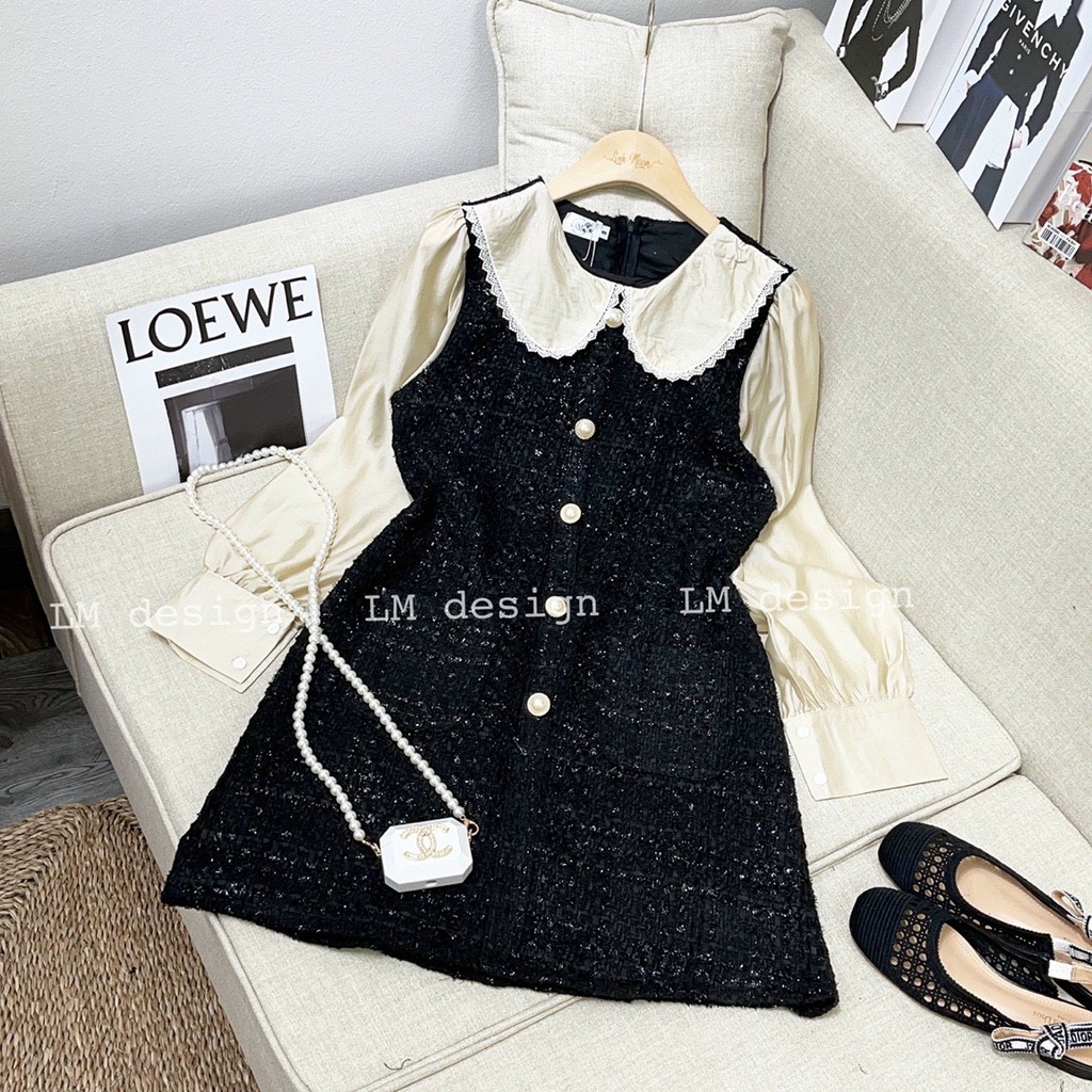 Váy dạ tuýt suông cổ sen _ Hàng Loại 1