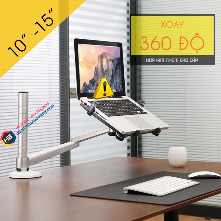 Giá Đỡ Laptop - Macbook OA 1S 10 - 15 Inch - Tay Đỡ Máy Tính Bảng - Ipad 9 - 10 Inch - Gắn Bàn Đa Năng