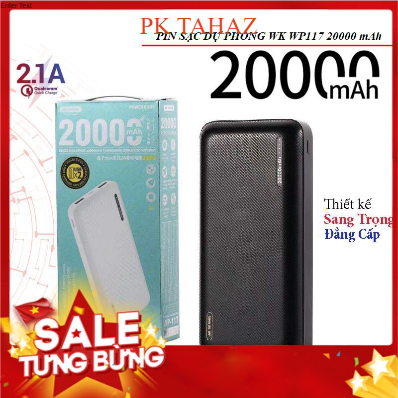 Pin sạc dự phòng WK 20.000mAh WP-117 có cổng Type C tiện lợi Pin Dữ Phòng Cho Các Dòng Điện Thoại Tahaz shop