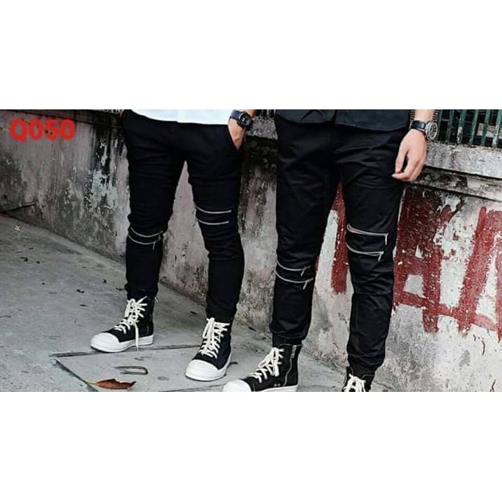 Quần Jogger Kaki Thể Thao Khóa Gối Nam Nữ