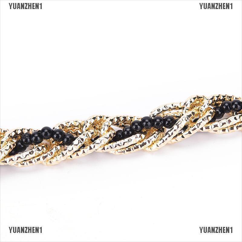 [YUANZHEN1] Thắt Lưng Nữ Dây Xích Kim Loại Vàng Đính Hạt Ngọc Trai