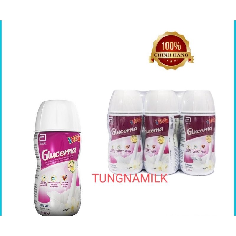 Sữa dinh dưỡng pha sẵn GLUCERNA cho người đái tháo đường, chai 200ml, lốc 6 chai.
