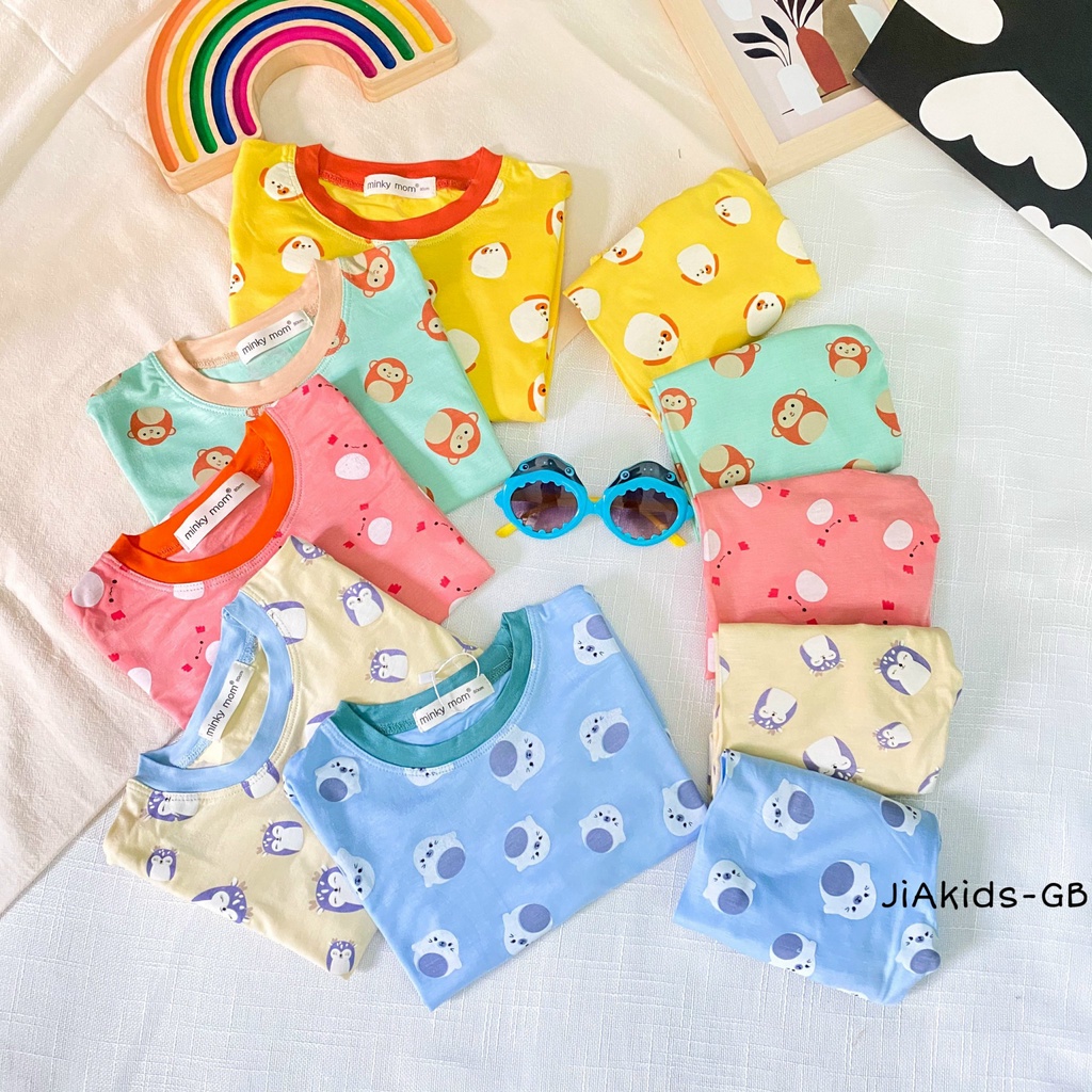 Bộ Dài Tay THUN LẠNH MINKY MOM In Hình Toàn Thân Họa Tiết Động Vật Cho Bé TD-IN60