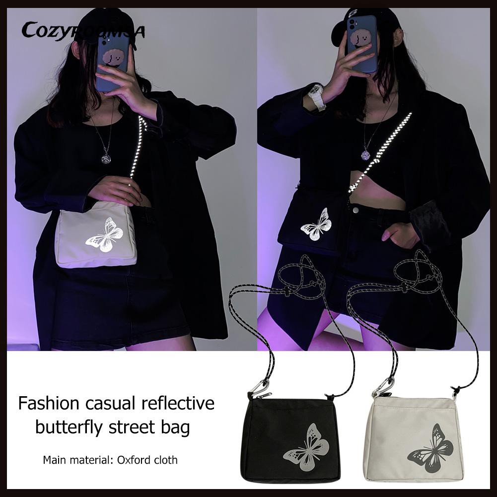 Túi Xách Đeo Chéo Trang Trí Hình Bướm Phản Quang Thời Trang Kích Thước Nhỏ Dành Cho Bạn Nữ