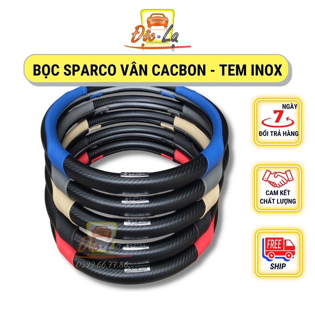 Bọc vô lăng Sparco vân Cacbon, Bọc vô lăng ô tô vân cacbon size 38 - Hàng Loại Đẹp