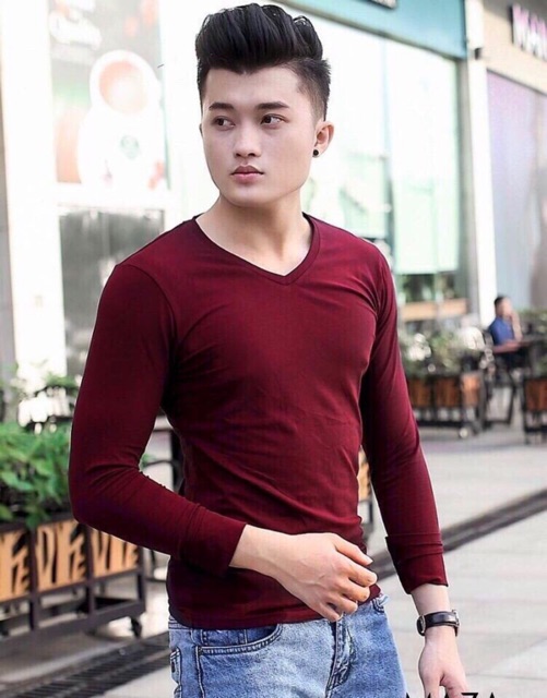 Áo thun nam cổ tim tay dài TT504 | BigBuy360 - bigbuy360.vn