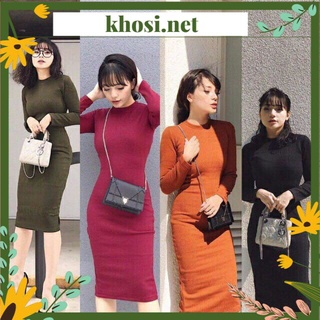 Đầm body tay dài cổ tròn lên phom dáng chuẩn