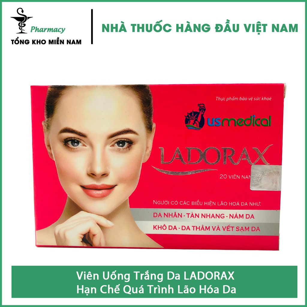 Viên Uống Trắng Da LADORAX (Hộp 20 Viên) - Hạn Chế Quá Trình Lão Hóa Da – Tổng Kho MiềnNam