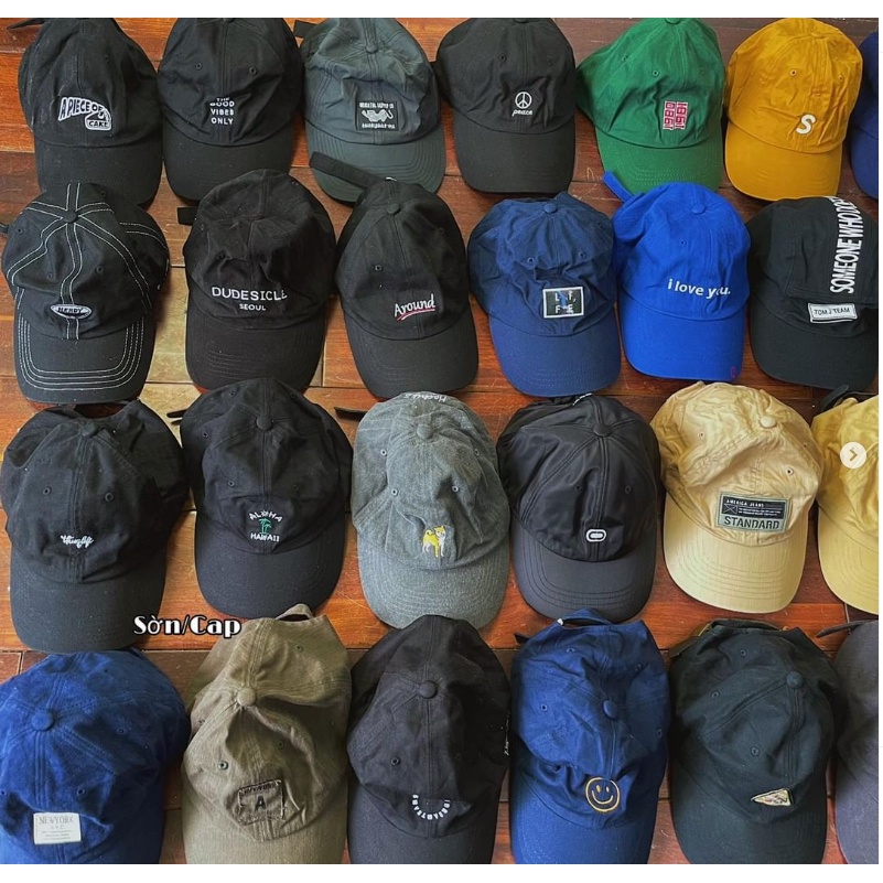 Nón Kết , Mũ Lưỡi Trai 2hand Nam Nữ Trơn Dù Hàng Hiệu Cao Cấp Mới 97% Thêu In Hình To Unisex  Freestyle Chống UV Mẫu 1
