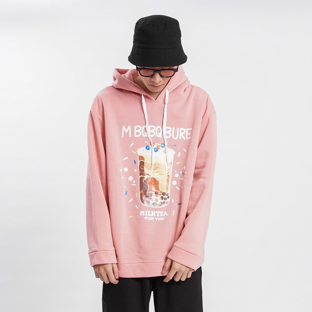 áo hoodie Áo mũ Hoodie TRÀ SỮA Unisex N7 form rộng 3 màu nỉ bông in họa tiết cặp đôi nam nữ Oversize Ulzzang thu đông