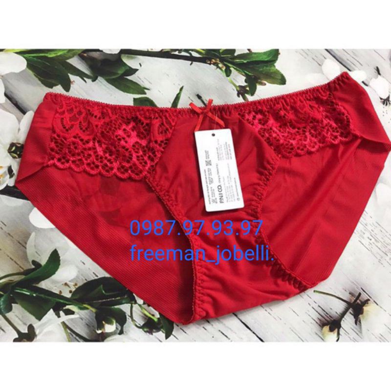 Quần xì Jobelli 1267,hình thật +video, quần lót nữ lưới lụa dập gân phối ren