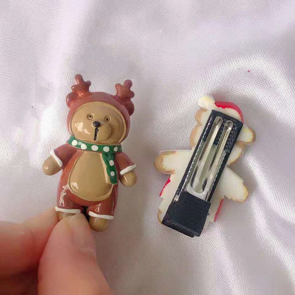 Kẹp Tóc Nhựa Resin Hình Gấu Dễ Thương Phong Cách Hàn Quốc Cho Nữ