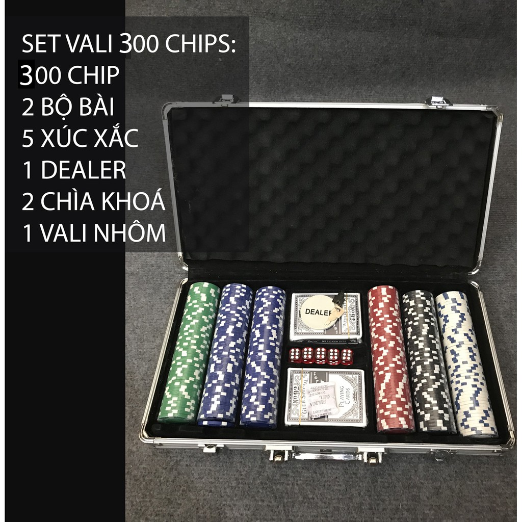 Bộ 300 phỉnh poker không số (chip poker) hàng nhập khẩu P02 TẶNG KÈM BÀI NHỰA