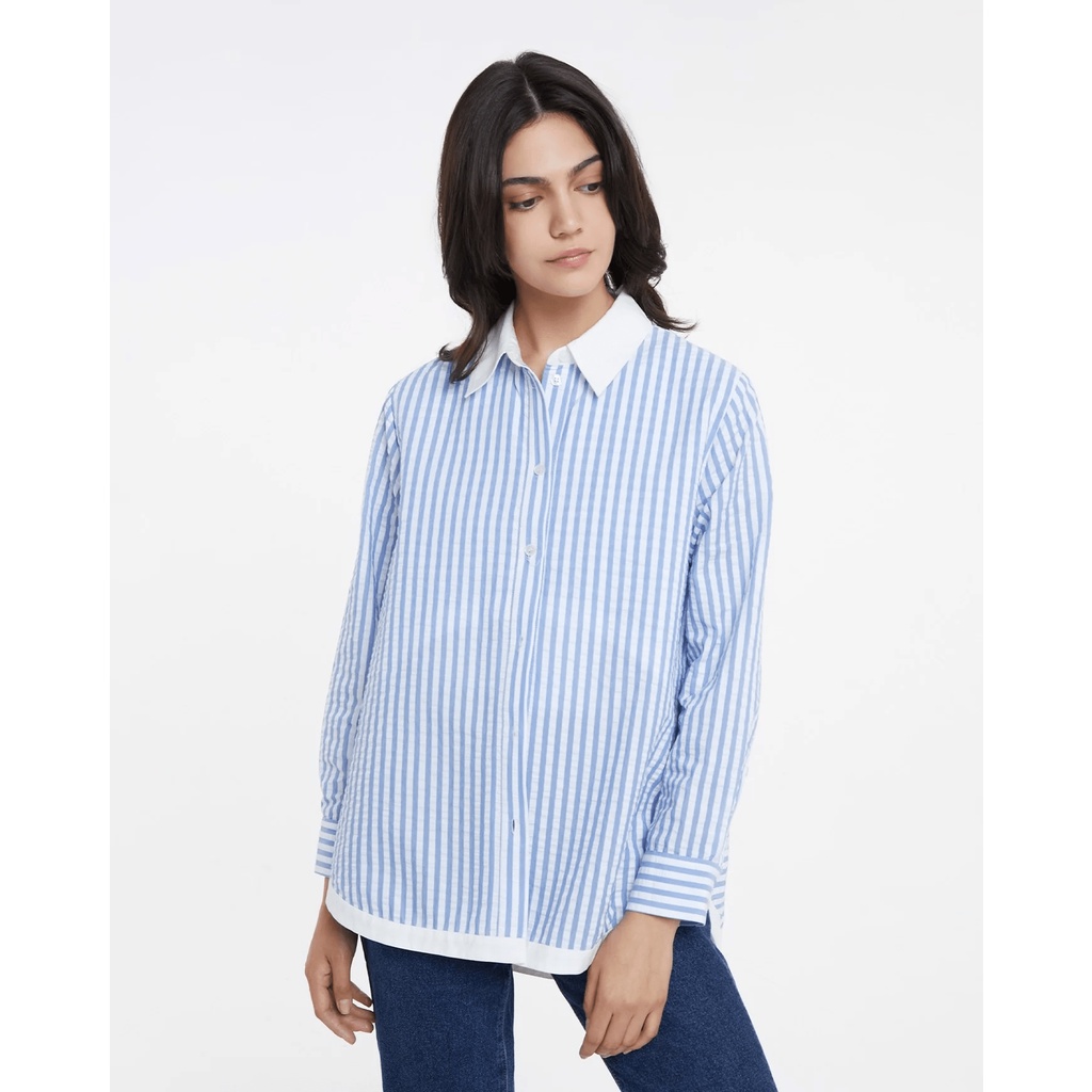 TheBlueTshirt - Áo Sơ Mi Phom Rộng Kiểu Nữ - Modern Arc Oversized Shirt