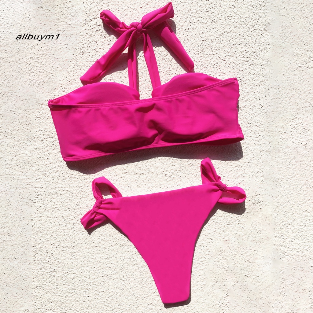 Bộ Đồ Bơi Bikini Hai Mảnh Tam Giác Có Đệm Nâng Ngực Dây Buộc Điều Chỉnh Được Dành Cho Nữ