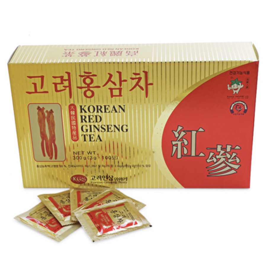 Trà Hồng sâm KGS Hàn Quốc 100 gói x3g, trà sâm bồi bổ sức khỏe