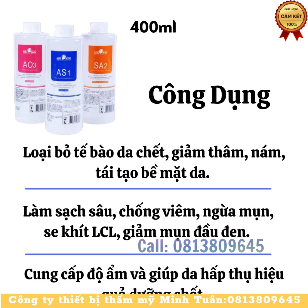 Dung Dịch Aqua Làm Sạch Da Chuyên Sâu 400ml dành cho máy Hút Mụn Và Phun Sương