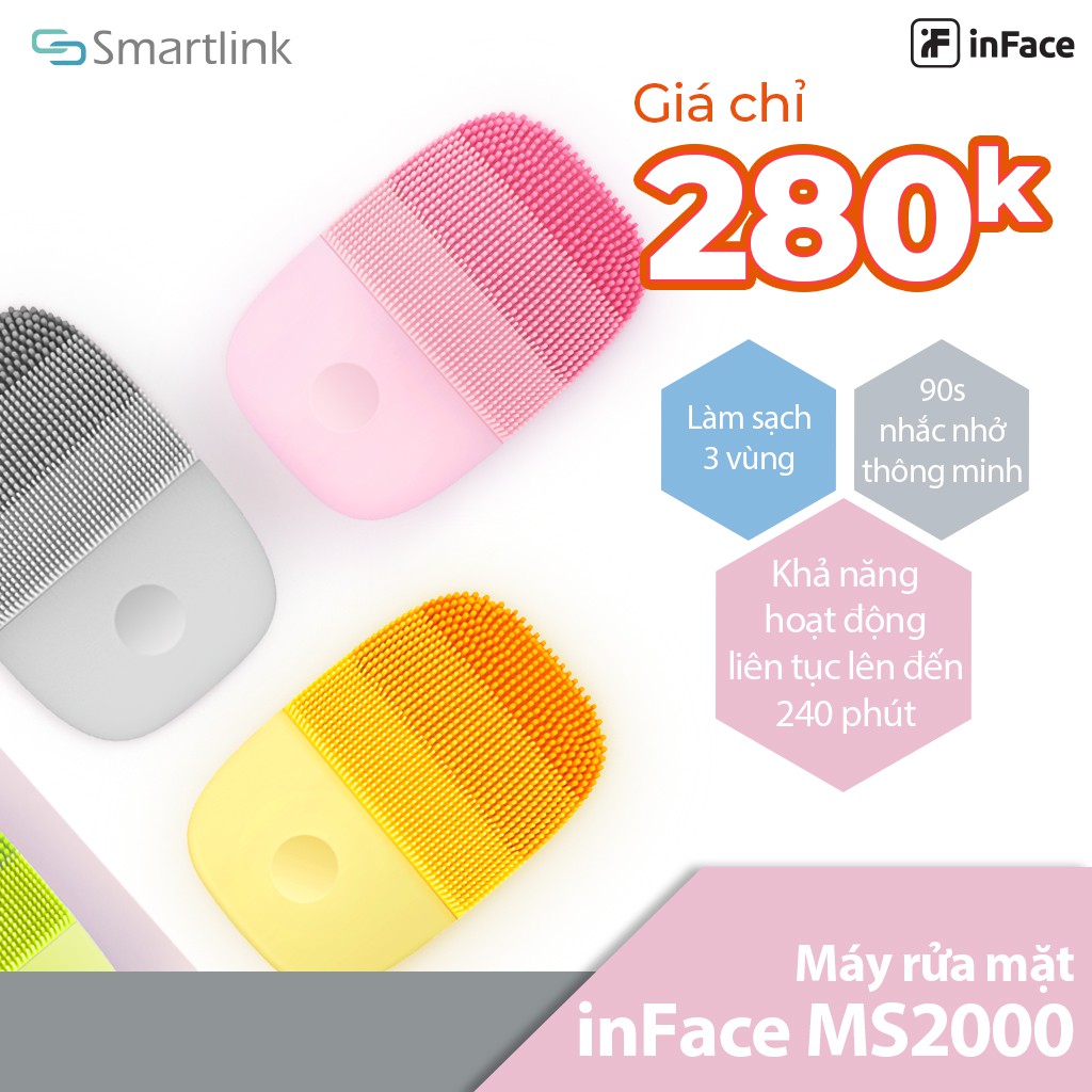 Máy rửa mặt xiaomi bằng sóng âm inFace MS-2000 Hàng Chính Hãng SmartLink Bảo Hành 12 Tháng