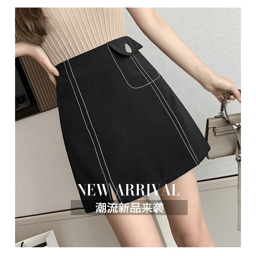 Chân váy chữ a ngắn chỉ viền trơn nổi có túi mini Okella CV004 | BigBuy360 - bigbuy360.vn