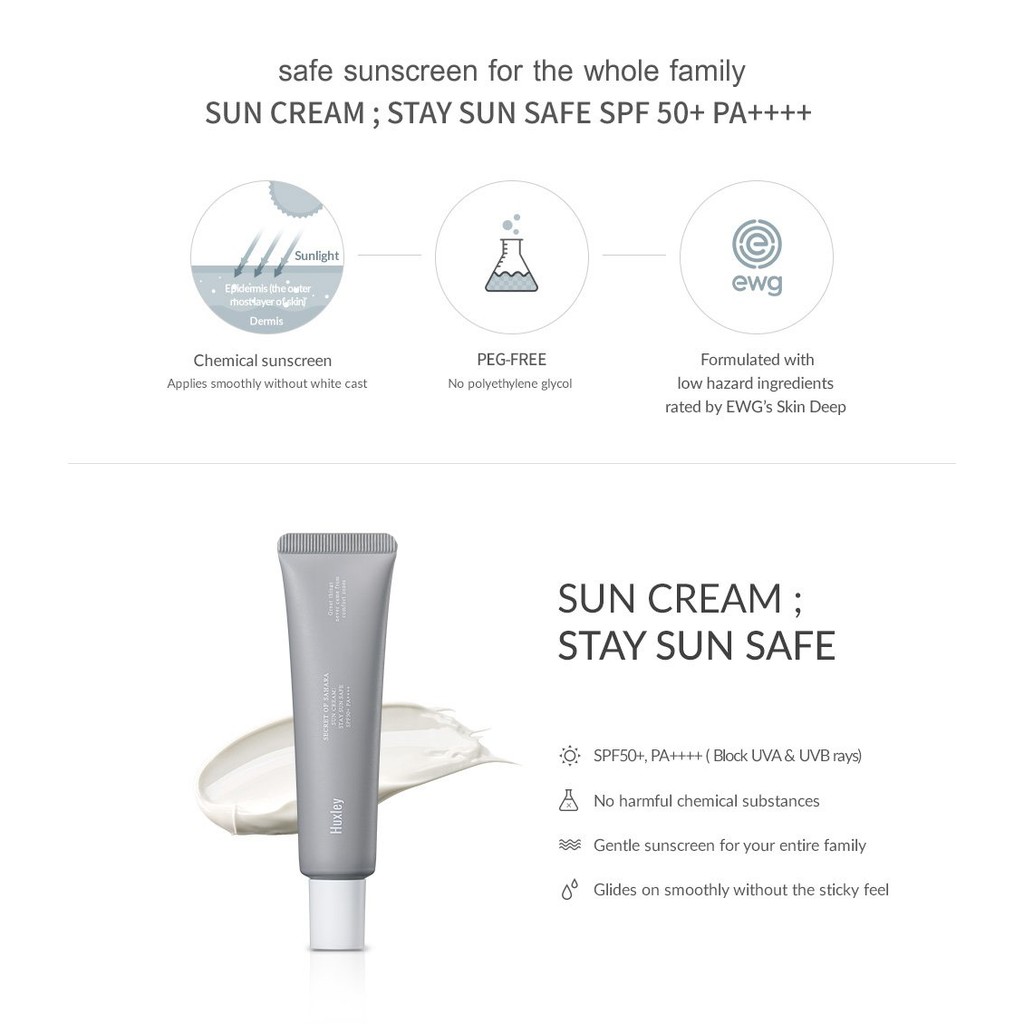 Bô trang điểm chống nắng Huxley Set (Sun Cream + Tone up Cream + Relaxing Concealer)