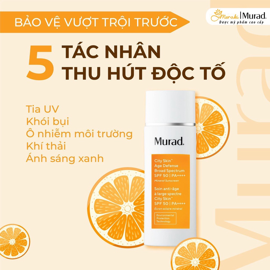 Serum làm sáng da Murad Vita-C Glycolic Brightening 30ml TẶNG Kem chống nắng City Skin Age Defense SPF 50 PA++++ 50ml