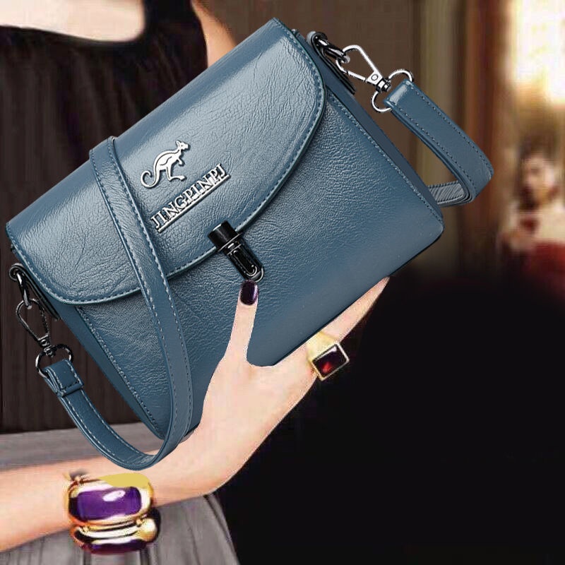 Túi đeo vai hình vuông cỡ lớn bằng da màu trơn đơn giản thời trang dễ phối đồ chất lượng cao cho bạn gái