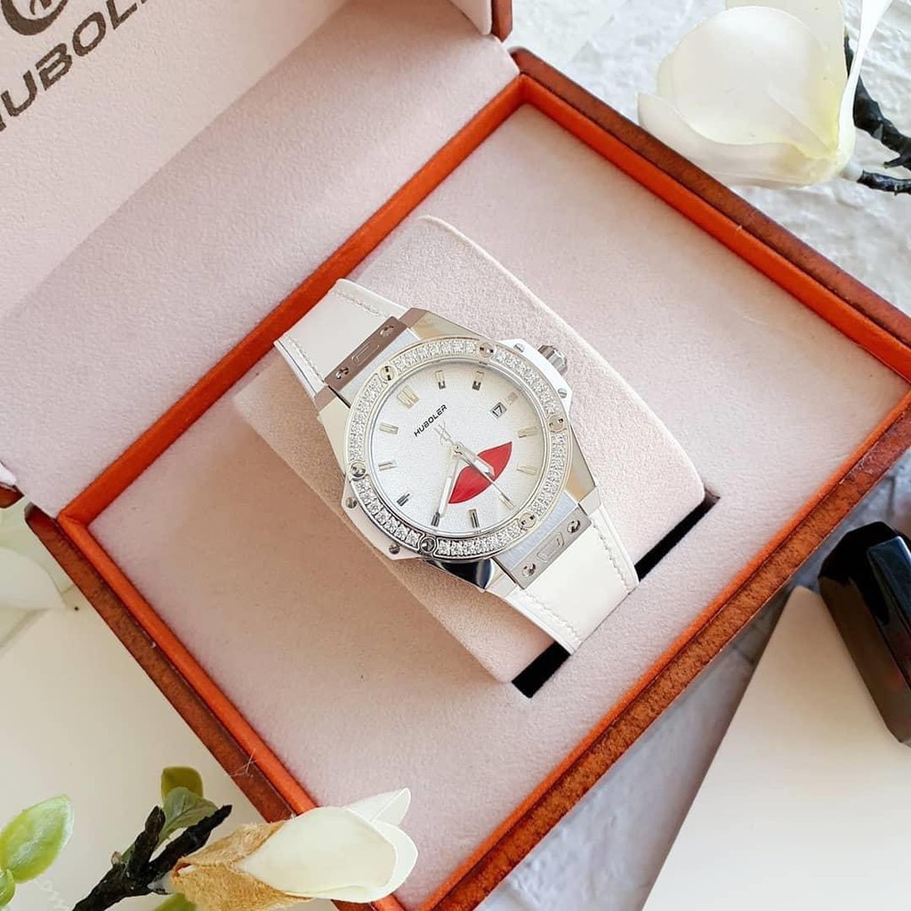 Đồng Hồ Huboler Nữ Da Silicon Trắng 36mm