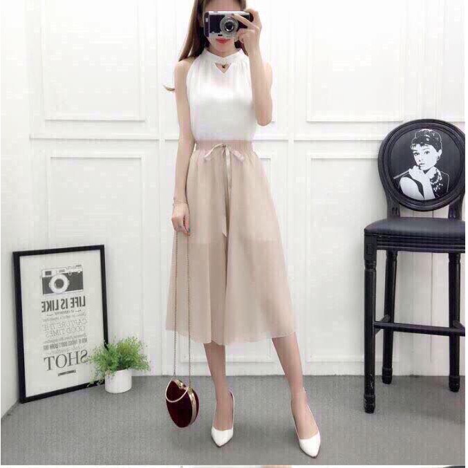 SÉT ÁO THUN KIM TUYẾN KHÔNG TAY VÀ QUẦN VOAN THẮT NƠ EO THỜI TRANG THIẾT KẾ VESTA KT02 | BigBuy360 - bigbuy360.vn