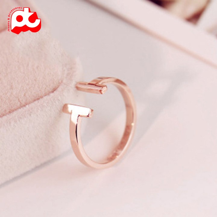 Nhẫn titan nữ freesize T đặc cách điệu cao cấp thép không gỉ titanium