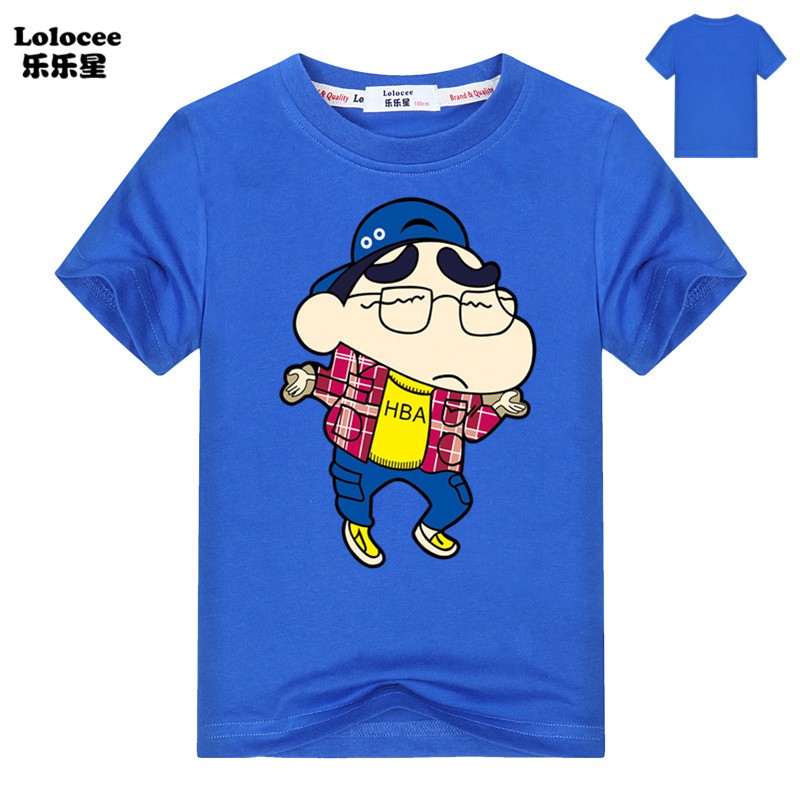 Áo Thun In Hình Shin Cậu Bé Bút Chì Bằng Cotton Dành Cho Mùa Hè