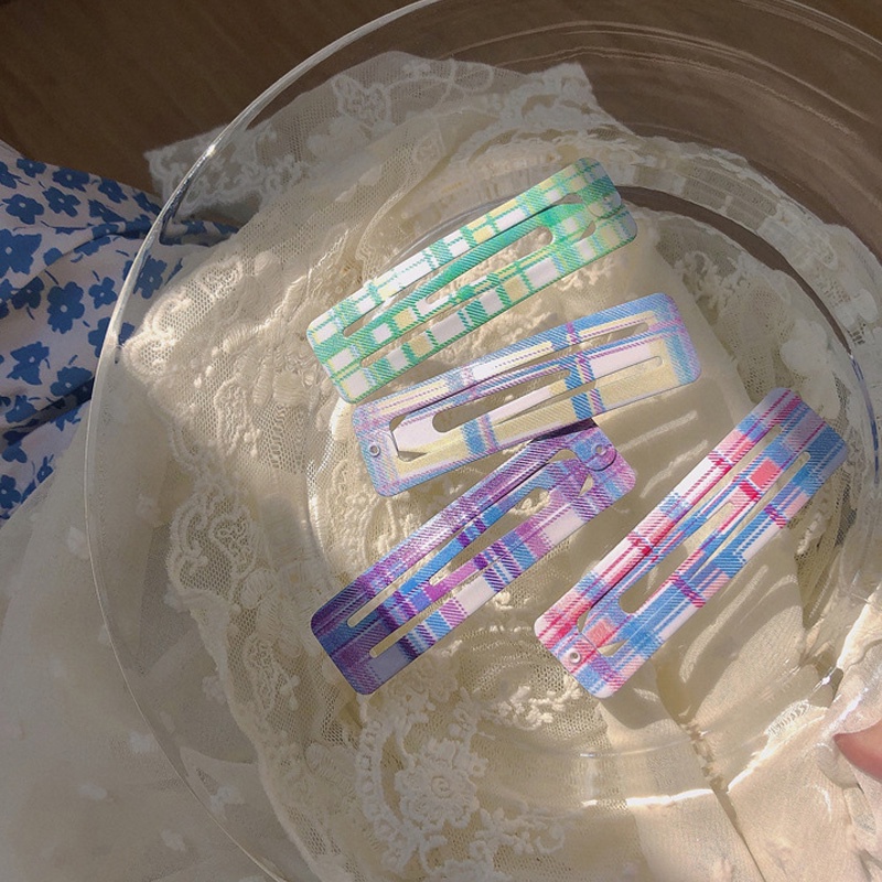 Kẹp tóc vải sọc ca rô cho bé gái