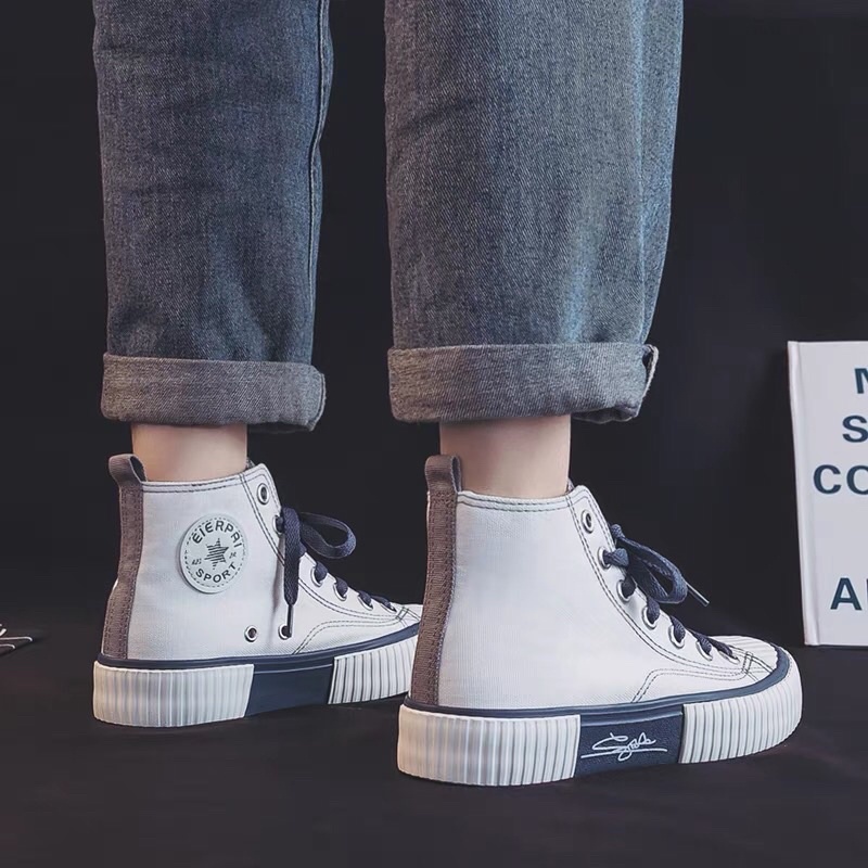 Giày thể thao nữ cao cổ chất vải dáng basic cá tính năng động trẻ trung hot trend | BigBuy360 - bigbuy360.vn