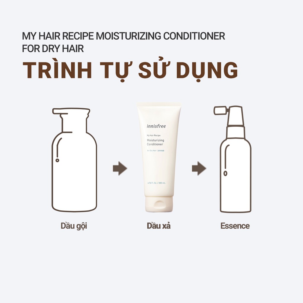 [Mã COSIF03 giảm 10% đơn 400K] Dầu xả dưỡng ẩm innisfree My Hair Recipe Moisturizing Conditioner For Dry Hair 200ml