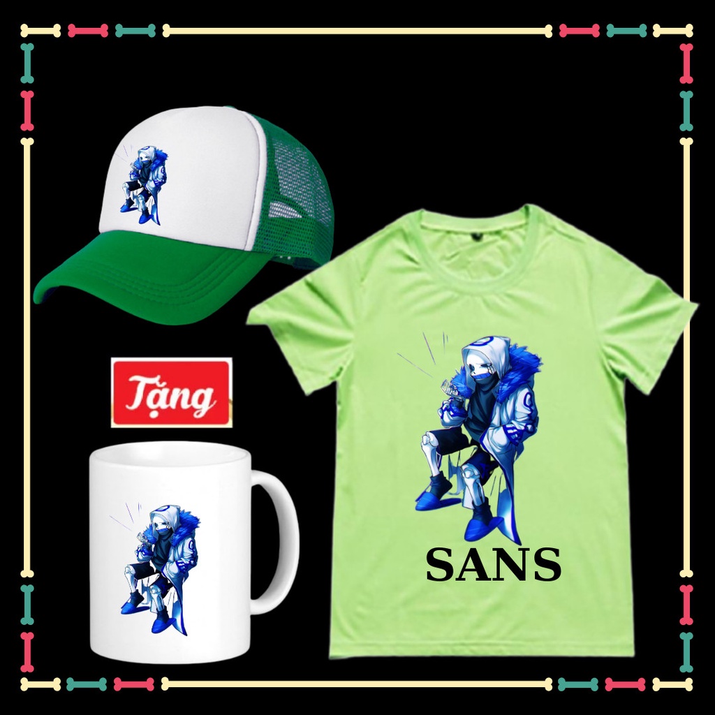 Combo Mũ Áo Sans Error 404 siêu ngầu chop trẻ em Tặng ngay Ly sứ in hình Sans dễ thương