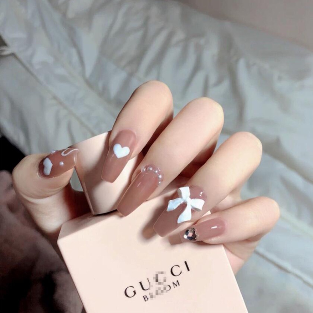 Móng Tay Giả ​Kèm Hộp Keo Dán Đính Đá Nhân Tạo Tiết Kiệm Thời Gian