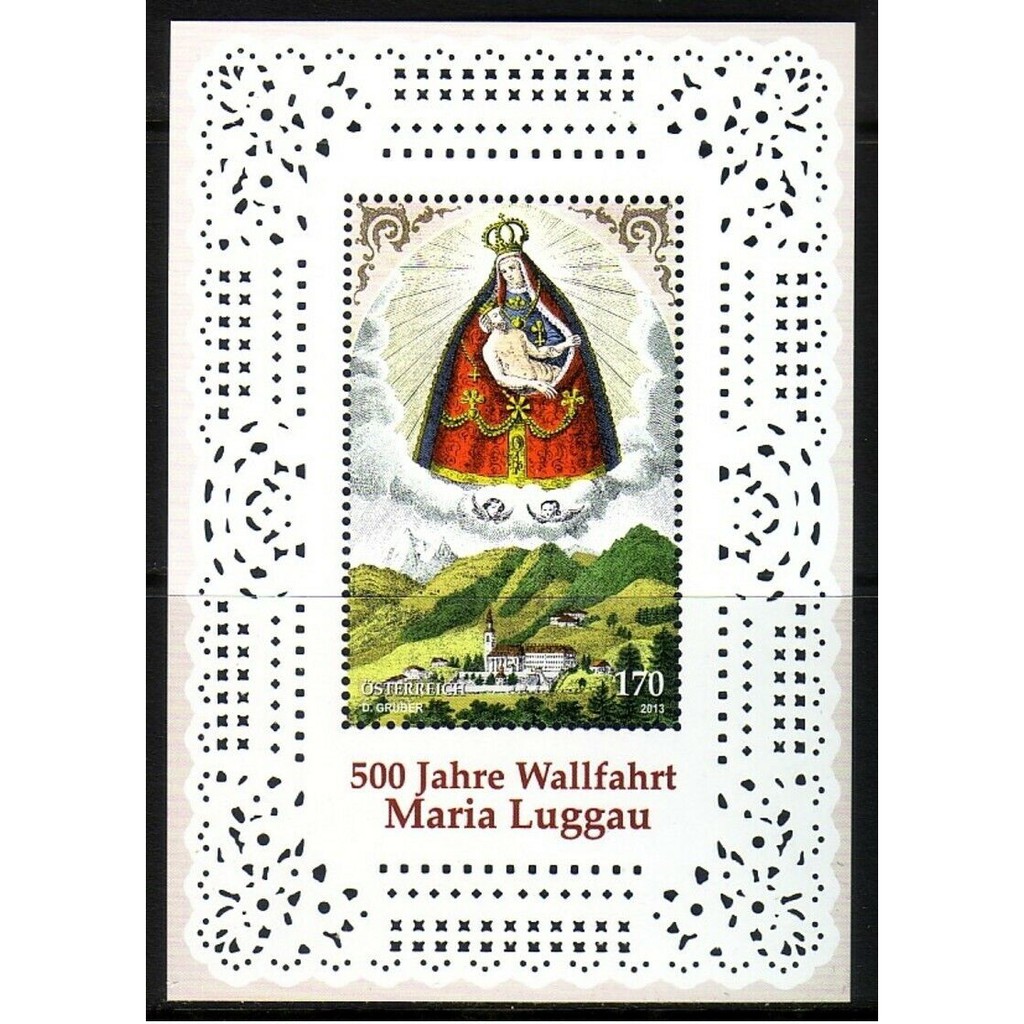 Tem sưu tập Block Tem Áo Kỷ Niệm 500 năm cuộc hành hương của Đức Mẹ Maria Luggau 2013