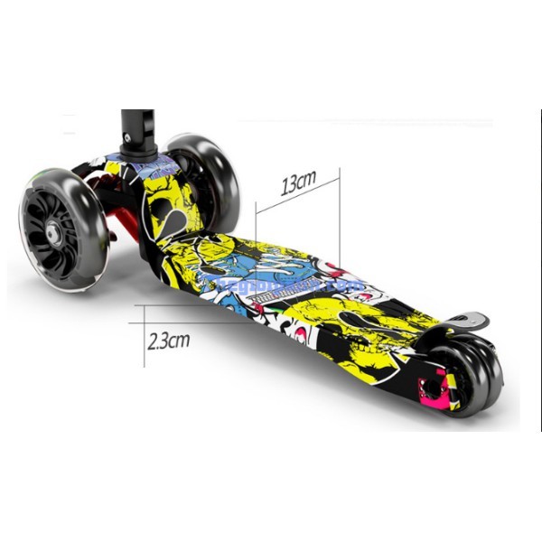 Xe trượt Scooter Họa Tiết Graffiti Cao Cấp Có Đèn Led