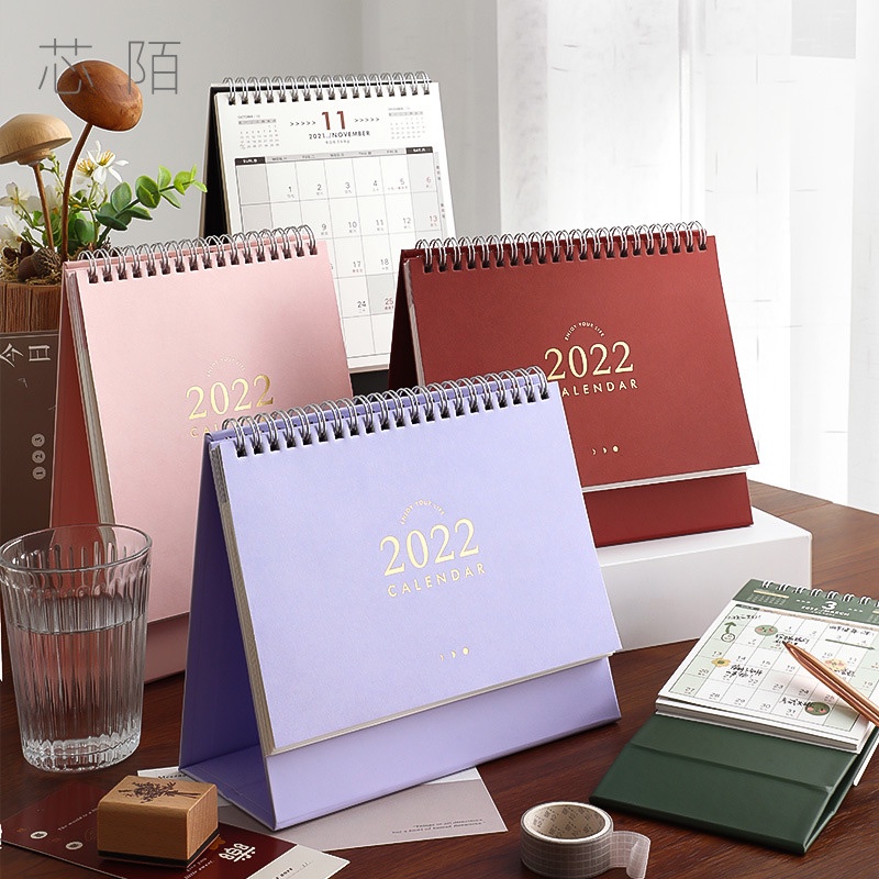 Lịch Để Bàn 2023 S / M / L Màu Trơn Phong Cách Retro Đơn Giản