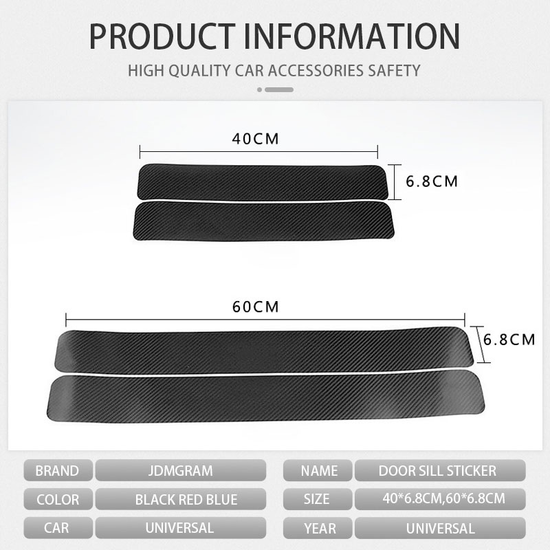 Miếng Dán In Họa Tiết Sợi Carbon Chống Trầy Kích Thước 400-600mm Thông Dụng Trang Trí Cửa Xe Hơi