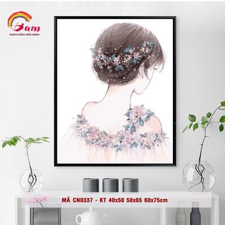 Tranh sơn dầu số hoá tự tô màu cô gái - Mã CN0337 - HaLa Store