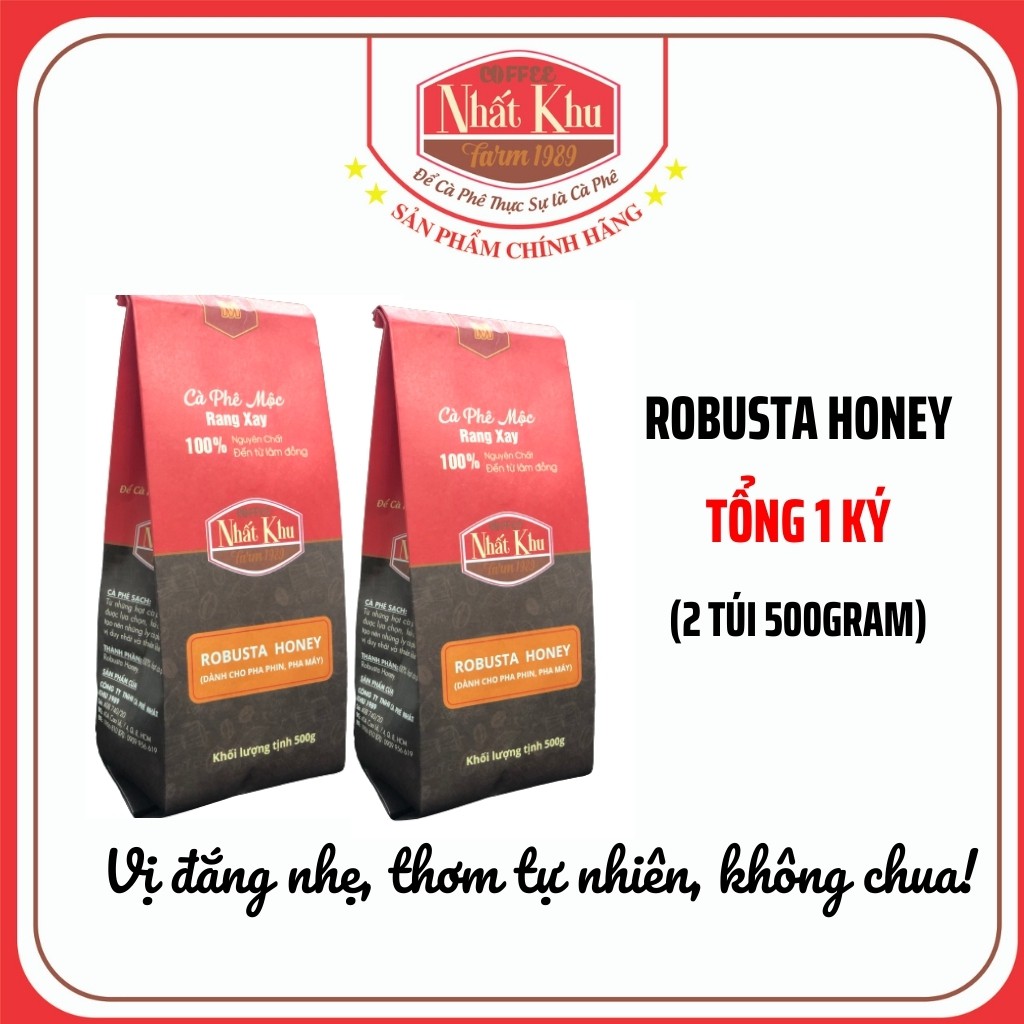 Cà phê pha máy nguyên chất 100% Robusta Honey vị Đắng hậu ngọt - cà phê Nhất Khu