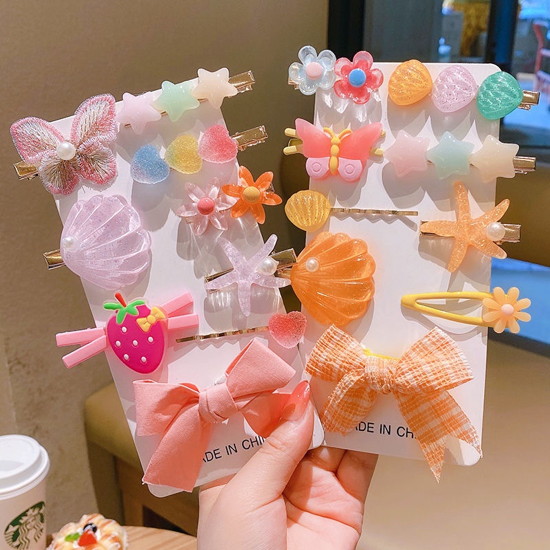 Bộ kẹp tóc tùy chọn kiểu dáng phong cách hoạt hình dễ thương không gây đau cho bé gái