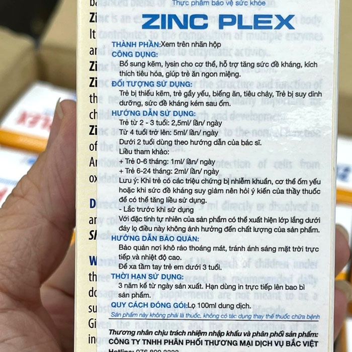 Zinc Plex Junior, hỗ trợ bổ sung kẽm, lysin, tăng sức đề kháng, ăn ngon  - Nhập khẩu Ý