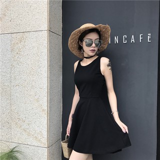 [NGODT1120 - giảm thêm 15k]  Váy xòe hở lưng màu đen