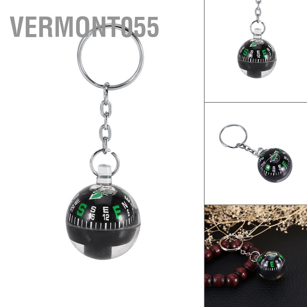 Hàng Hot 28mm Ball Keychain Chất lỏng Đầy La bàn Cắm trại Đi bộ đường dài Du lịch Sinh tồn ngoài trời Hàng giao ngayVermont055