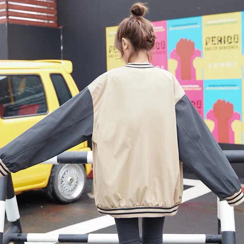 Áo khoác dù bomber unisex form rộng Thêu Badge phong cách ulzzang Wind