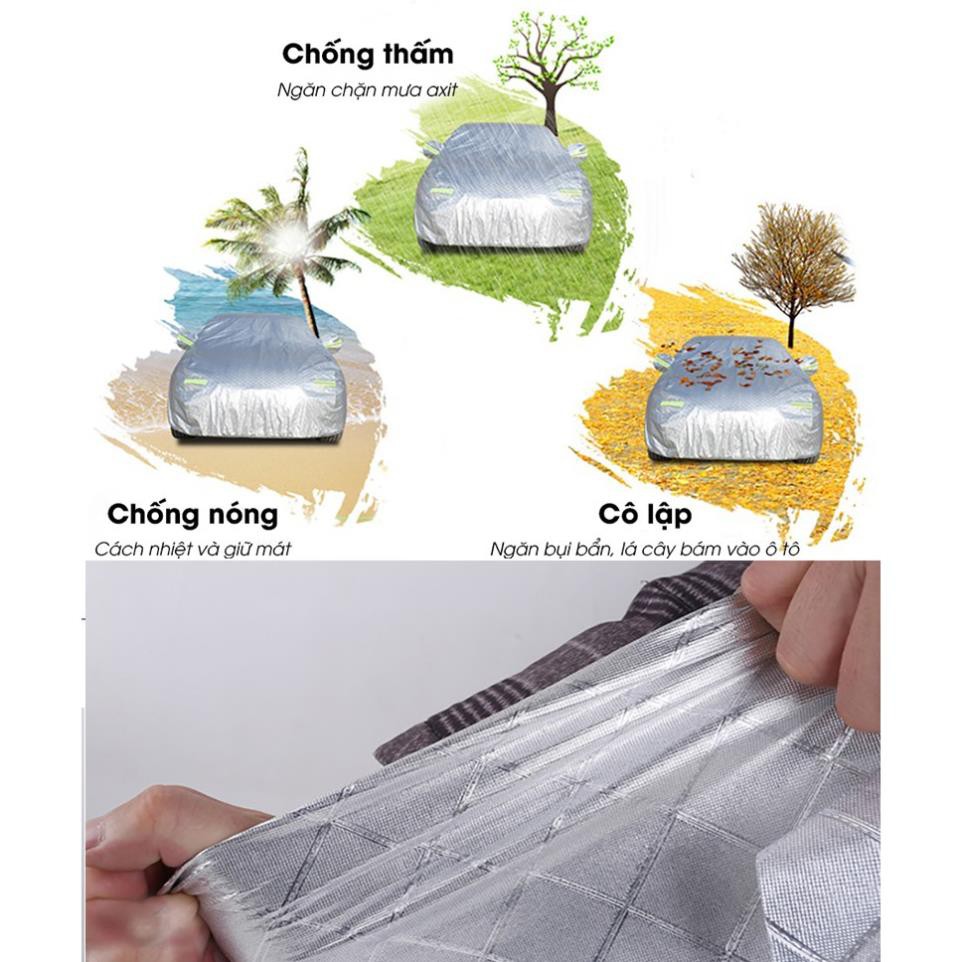 Bạt 4 chỗ 7 chỗ phủ ô tô  chỗ bán tải, bạt trùm xe hơi 3 lớp chống nắng nóng, chống nước, chống xước bảo vệ nội thất xe