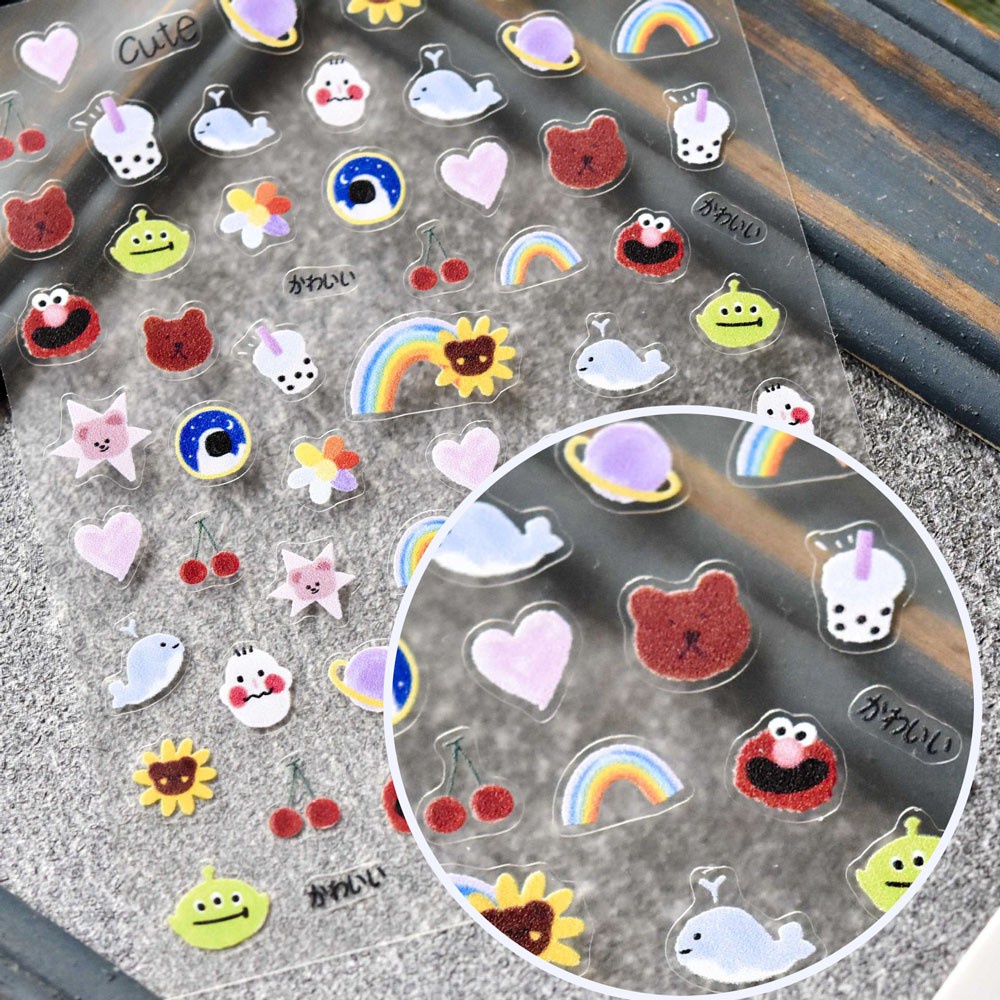 Miếng Dán Trang Trí Móng Tay Hình Hoa Hướng Dương / Chim / Gấu / Trái Tim 3d Diy Mới