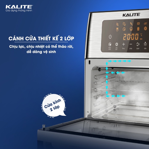 [Mã ELMALL10 giảm 10% đơn 500K] Nồi chiên không dầu Kalite KL 1500, dung tích 15L, công suất 1700W, phụ kiện đa dạng